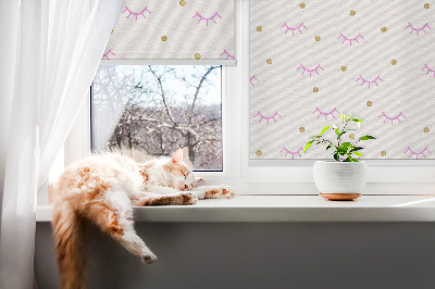 Blackout roller blind for window Drawn eyebrows and dots