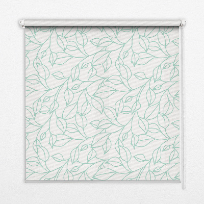 Fabric roller blind for window Turquoise leaves