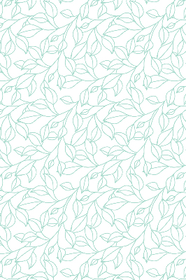 Fabric roller blind for window Turquoise leaves