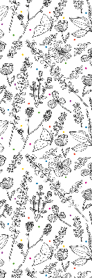 Fabric roller blind for window Drawn plants