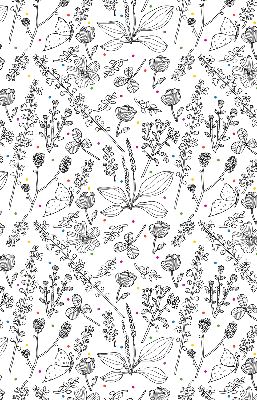 Fabric roller blind for window Drawn plants