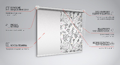 Fabric roller blind for window Drawn plants