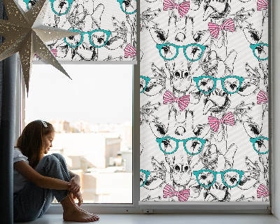 Blackout roller blind for window Giraffe with glasses