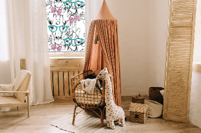 Blackout roller blind for window Giraffe with glasses