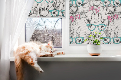 Blackout roller blind for window Giraffe with glasses