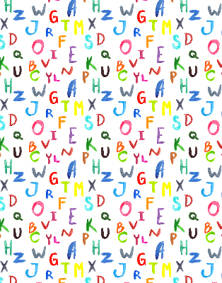 Fabric roller blind for window Colorful letters