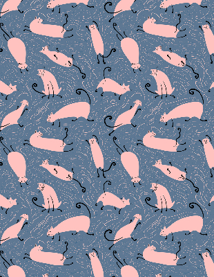 Blackout roller blind for window Pink cats