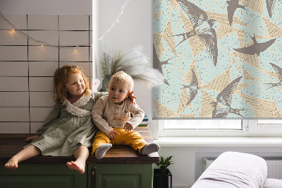 Fabric roller blind for window Swallows