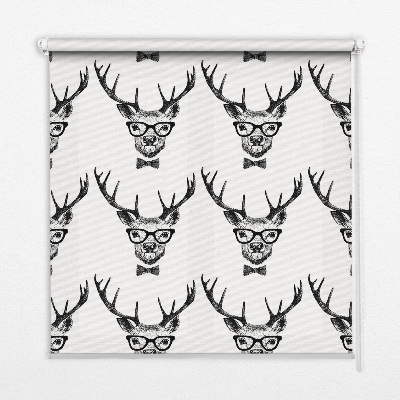 Fabric roller blind for window Reindeer with glasses
