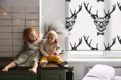 Fabric roller blind for window Reindeer with glasses