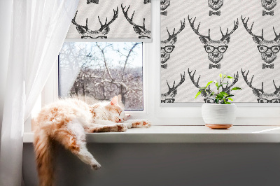 Fabric roller blind for window Reindeer with glasses