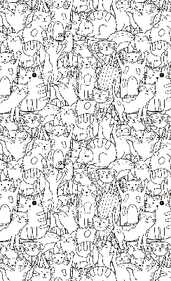 Blackout roller blind Drawn cats