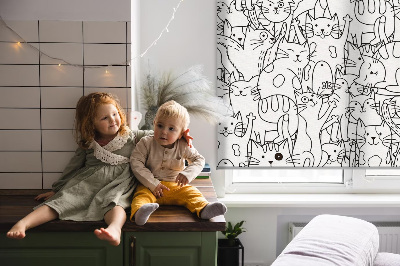 Blackout roller blind Drawn cats