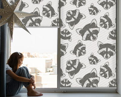 Blackout roller blind for window Drawn raccoons