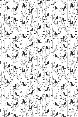 Fabric roller blind for window Drawn birds and trees