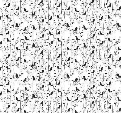 Fabric roller blind for window Drawn birds and trees