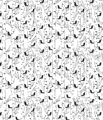 Fabric roller blind for window Drawn birds and trees
