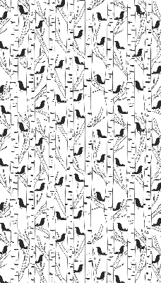 Fabric roller blind for window Drawn birds and trees