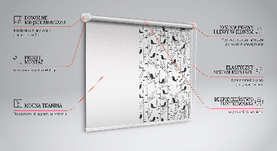 Fabric roller blind for window Drawn birds and trees