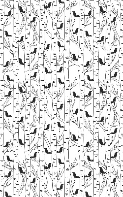 Fabric roller blind for window Drawn birds and trees