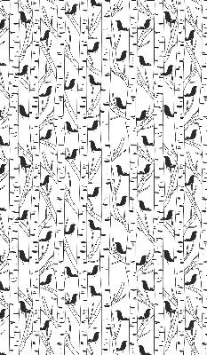 Fabric roller blind for window Drawn birds and trees
