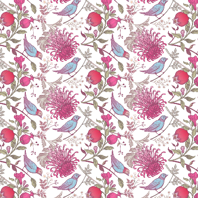 Blackout roller blind Colorful birds among the flowers