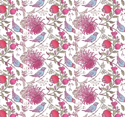 Blackout roller blind Colorful birds among the flowers
