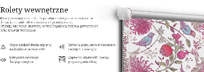 Blackout roller blind Colorful birds among the flowers