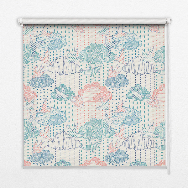 Blackout roller blind Colorful clouds with patterns