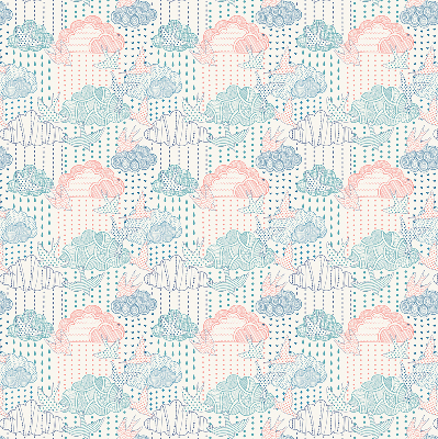 Blackout roller blind Colorful clouds with patterns