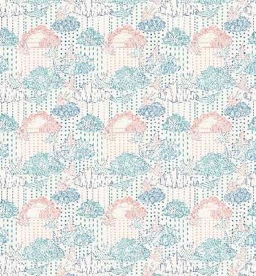 Blackout roller blind Colorful clouds with patterns