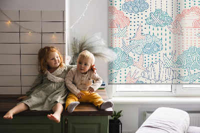 Blackout roller blind Colorful clouds with patterns