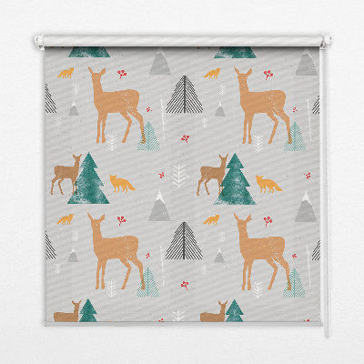 Blackout roller blind for window Roe deer in the forest