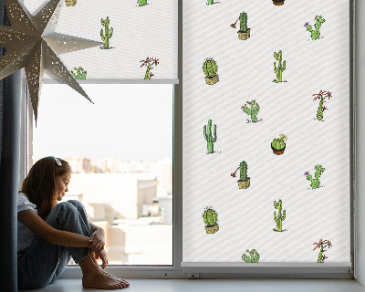 Fabric roller blind for window Cacti