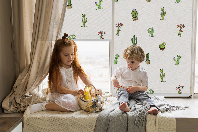 Fabric roller blind for window Cacti