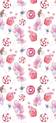 Blackout roller blind for window Pink balloons, donuts, and bunnies
