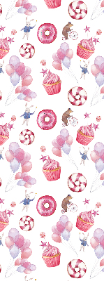 Blackout roller blind for window Pink balloons, donuts, and bunnies