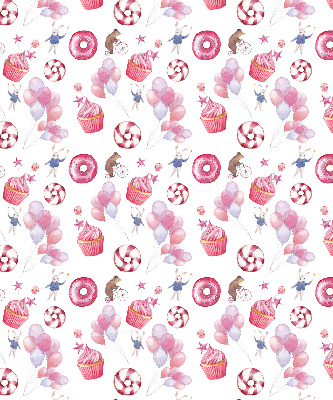 Blackout roller blind for window Pink balloons, donuts, and bunnies