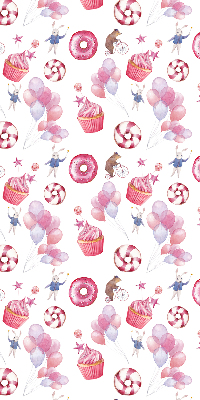 Blackout roller blind for window Pink balloons, donuts, and bunnies