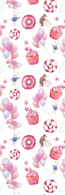Blackout roller blind for window Pink balloons, donuts, and bunnies