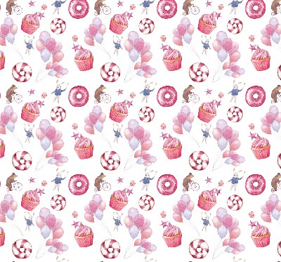 Blackout roller blind for window Pink balloons, donuts, and bunnies