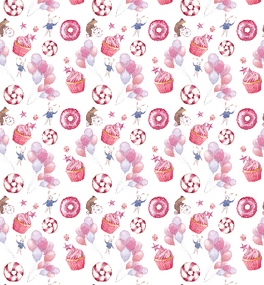 Blackout roller blind for window Pink balloons, donuts, and bunnies
