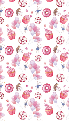 Blackout roller blind for window Pink balloons, donuts, and bunnies