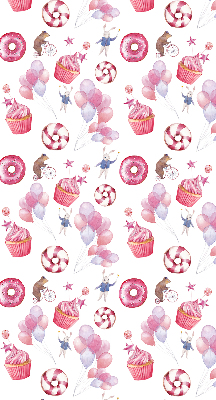 Blackout roller blind for window Pink balloons, donuts, and bunnies