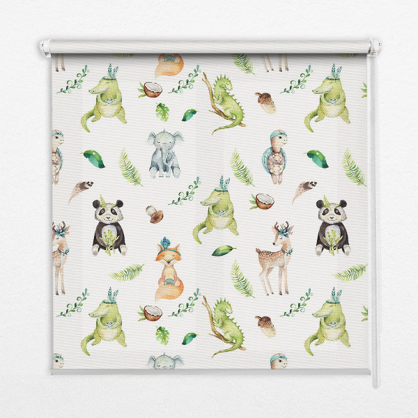 Fabric roller blind for window Animals and plants