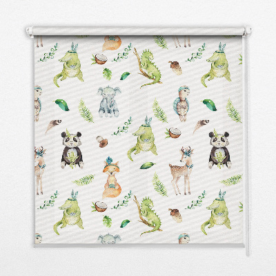 Fabric roller blind for window Animals and plants