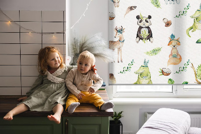 Fabric roller blind for window Animals and plants