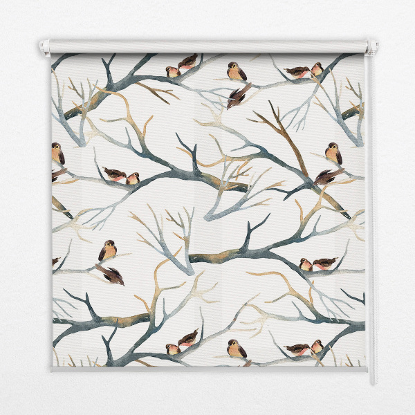 Blackout roller blind Birds on a tree