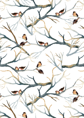 Blackout roller blind Birds on a tree