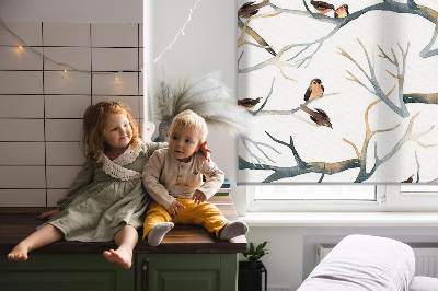 Blackout roller blind Birds on a tree
